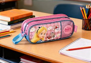 Estojo Escolar Duplo Alice no País das Maravilhas AC24651F 7031 – 2 Zíperes Organizador Infantil