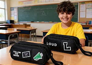 Estojo Duplo LEO&LEO LO24658 Loud 7109 – 2 Compartimentos com Zíper | Juvenil