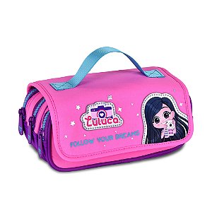 Estojo Triplo Luluca LU27419T Escolar Feminino 3 Zíperes