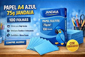 Papel A4 Azul 75g Jandaia 100 Folhas | Impressão e Artesanato
