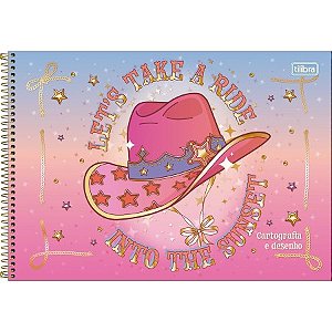 Caderno de Cartografia e Desenho West Girl 80 Folhas | Caderno Escolar Infantil Feminino