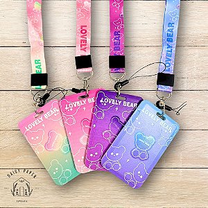 Chaveiro porta cracha urso colorido