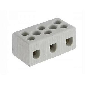Conector 10mm 3 Polos Porcelana Foxlux