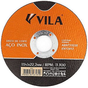Disco De Corte Inox 115mm - 4.1/2" x 1mm x 22,2mm