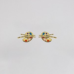 Brinco Paleta de Cores com Pincéis Esmaltado
