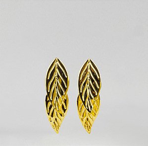 Brinco Delicado Duo Folhas Pendentes