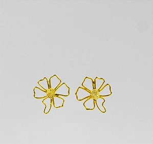 Brinco Minimalista Flor de Hibisco Vazado