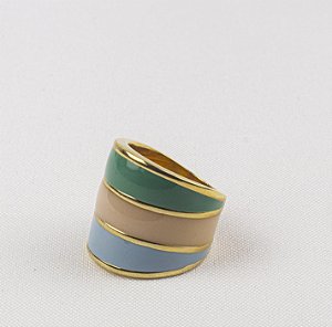 Anel Elegante Tri Esmaltado