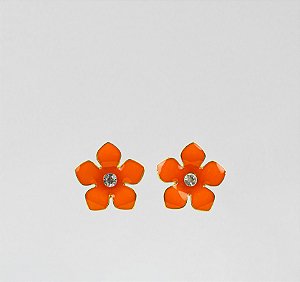 Brinco Elegante Flor com Pedra Chaton Central (Pino)