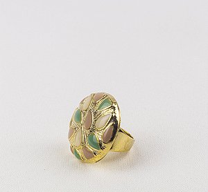 Anel Sofisticado Circular Gotas Esmaltadas