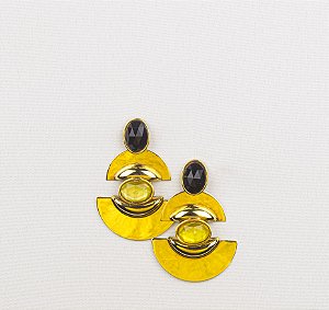 Brinco Maxi Pendente Esmaltado com Pedra Chaton