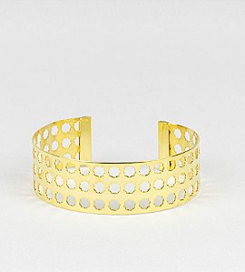 Bracelete Sofisticado Aberto com Orbes Vazadas