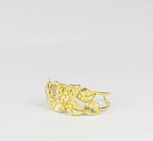 Bracelete Folhas com Pérolas Delicadas Aberto