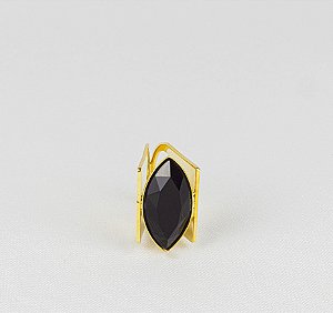 Anel Elegante Alongado com Pedra Chaton