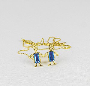 Cordão Delicado Pingente Filhos Esmaltado