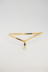 Choker Delicada Pingente Mini Pérola Abertura Central