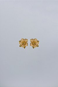 Brinco Flor Rosa Esmaltado Elegante