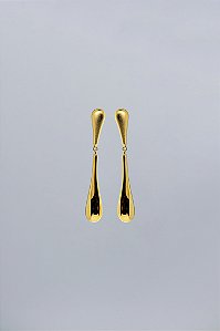 Brinco Duo Pendente Gota Longa Acabamento Fosco e Acetinado