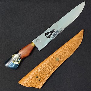 FACA CHURRASCO AÇO INOX POLIDO 10 POLEGADAS NOSSA SENHORA APARECIDA