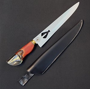 FACA CHURRASCO AÇO INOX POLIDO 10 POLEGADAS NOSSA SENHORA APARECIDA