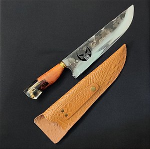 FACA PICANHEIRA MASTER AÇO INOX BRUTFORGE 10 POLEGADAS CAVEIRA JUSTICEIRO PISTOLA