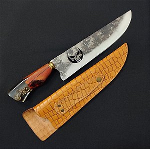 FACA PICANHEIRA MASTER AÇO INOX BRUTFORGE 10 POLEGADAS CAVEIRA JUSTICEIRO MOTO