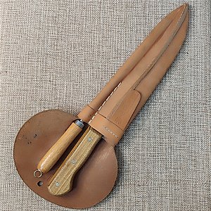 KIT FACA E CHAIRA AÇO CARBONO POLIDO 11 POLEGADAS PANTANEIR0