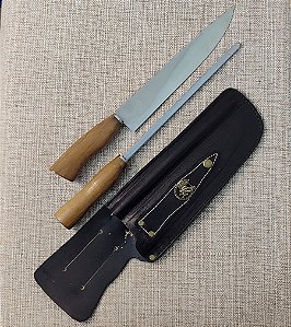 KIT FACA E CHAIRA AÇO INOX POLIDO 10 POLEGADAS CLASSICO