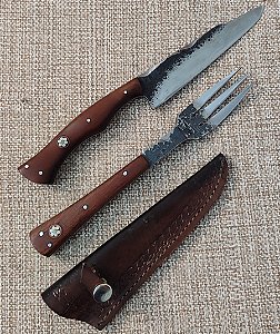 KIT FACA E GARFO AÇO CARBONO BRUTFORGE 5 POLEGADAS MIMOSA