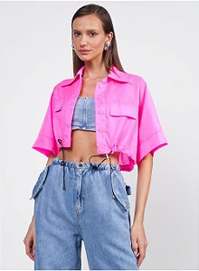 Camisa Colcci Cropped em Tactel Com Elástico G - Izibida