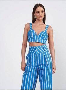 Blusa Cropped Colcci Com Recortes Azul 38 - Izibida