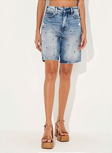 Bermuda Jeans Bruna Com Bordado Manual 36