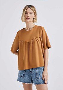 Blusa Feminina Com Franzidos Em Peach Touch Marrom - Hering