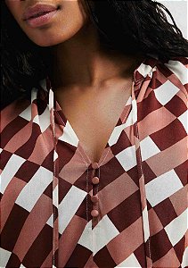 Blusa Feminina Manga Longa Estampada Em Viscolinho Vinho - Hering