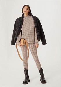 Calça Legging Feminina Em Jacquard Xadrez Marrom - Hering
