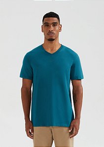 Camiseta Hering Básica Masculina Manga Curta Gola V World Verde