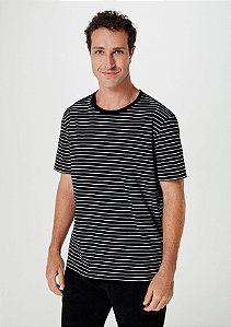 Camiseta Masculina Hering Manga Curta Listrada Preto