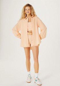 Camisa Hering Feminina Manga Bufante Oversized Laranja