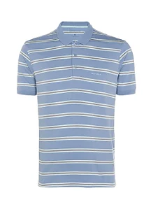 Polo Listras Masculina Azul Medio - Individual