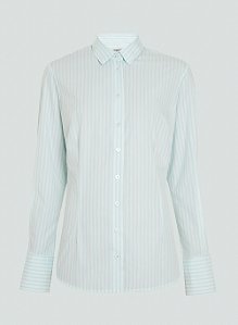 CAMISA FEMININA MANGA LONGA SLIM LISTRADA VERDE CLARO - Dudalina