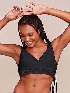SUTIA TOP COM BOJO SOFT SEM ARO EM RENDA - PRETO  - BONJOUR