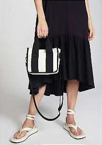 Bolsa Tote Feminina Média Em Sarja - Preto