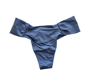 CALCINHA FIO DENTAL LATERAIS DUPLAS FRANZIDAS BASICA - AZUL SERENO  - BONJOUR