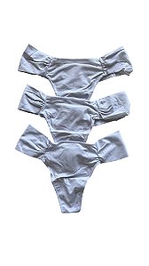 KIT COM 3 CALCINHAS BIQUINI LATERAIS DUPLAS BASICA - BRANCO  - BONJOUR