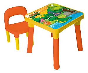 Mesinha Infantil Com Cadeira Turma Do Dino