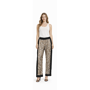Calça Preta Noir com Detalhe Dourado Gold Accent - Animale