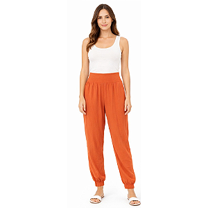 Calça Aladdin Laranja Sunset com Volume - Animale