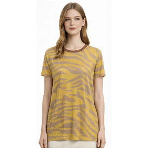 Camisa Zebrada Amarela Safari Chic - Animale