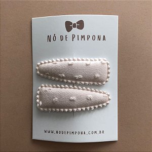 Conjunto de Presilha Tic Tac de Tecido - Rosa Bebê Detalhes