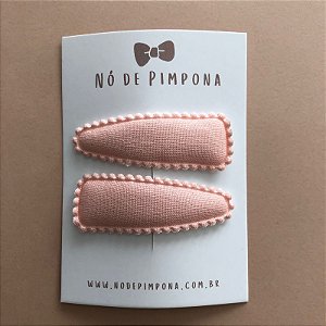 Conjunto de Presilha Tic Tac de Tecido - Rosa Liso